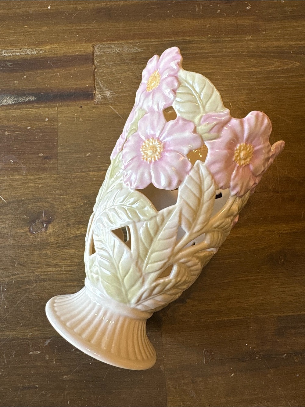 Lenox Pierced Porcelain Vase Wild Rose Pattern 6.5" Tall Pastel Dainty Romantic